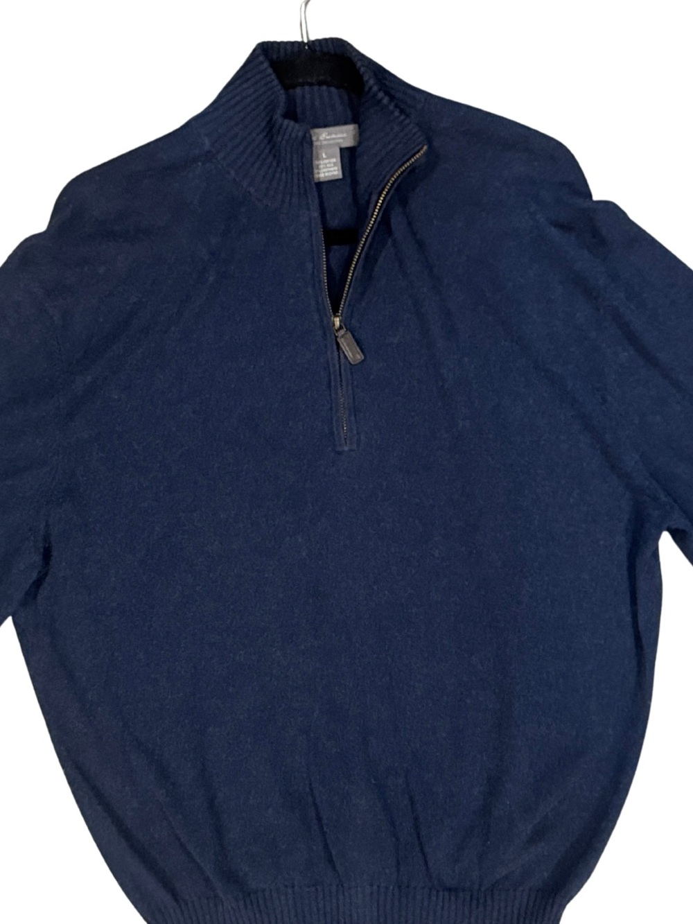 Daniel Cremieux Navy Zip Mock Neck Sweater ~ Silk, Cotton, Cashmere Blend